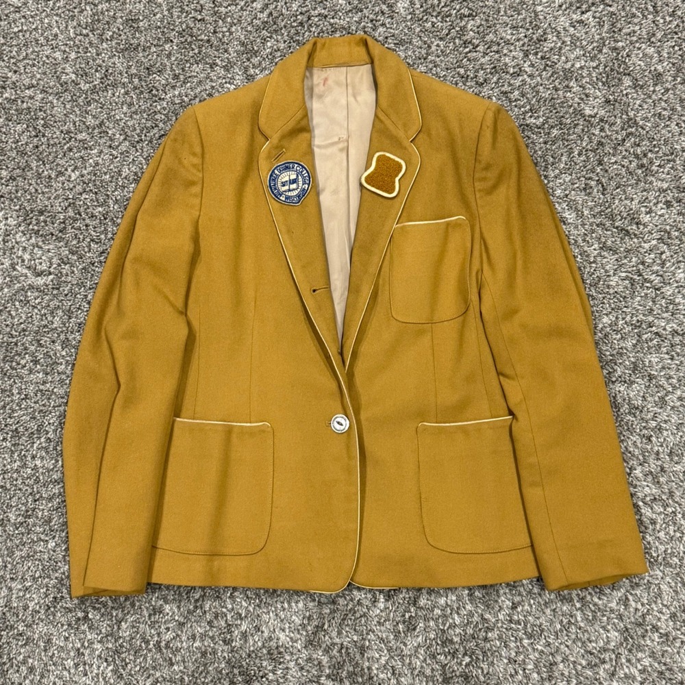 Vintage 1950s Robert Rollins Milwaukee Downer College Wool Blazer Mustard Yellow